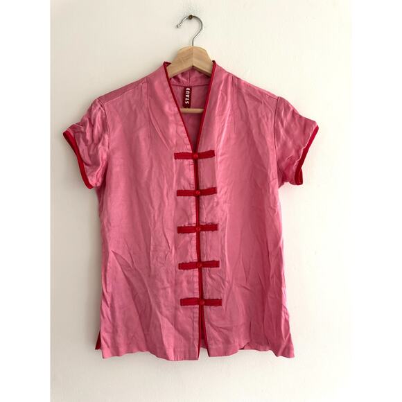 STAUD The Corso Top Pink 100% Silk  Size Small - Picture 2 of 5